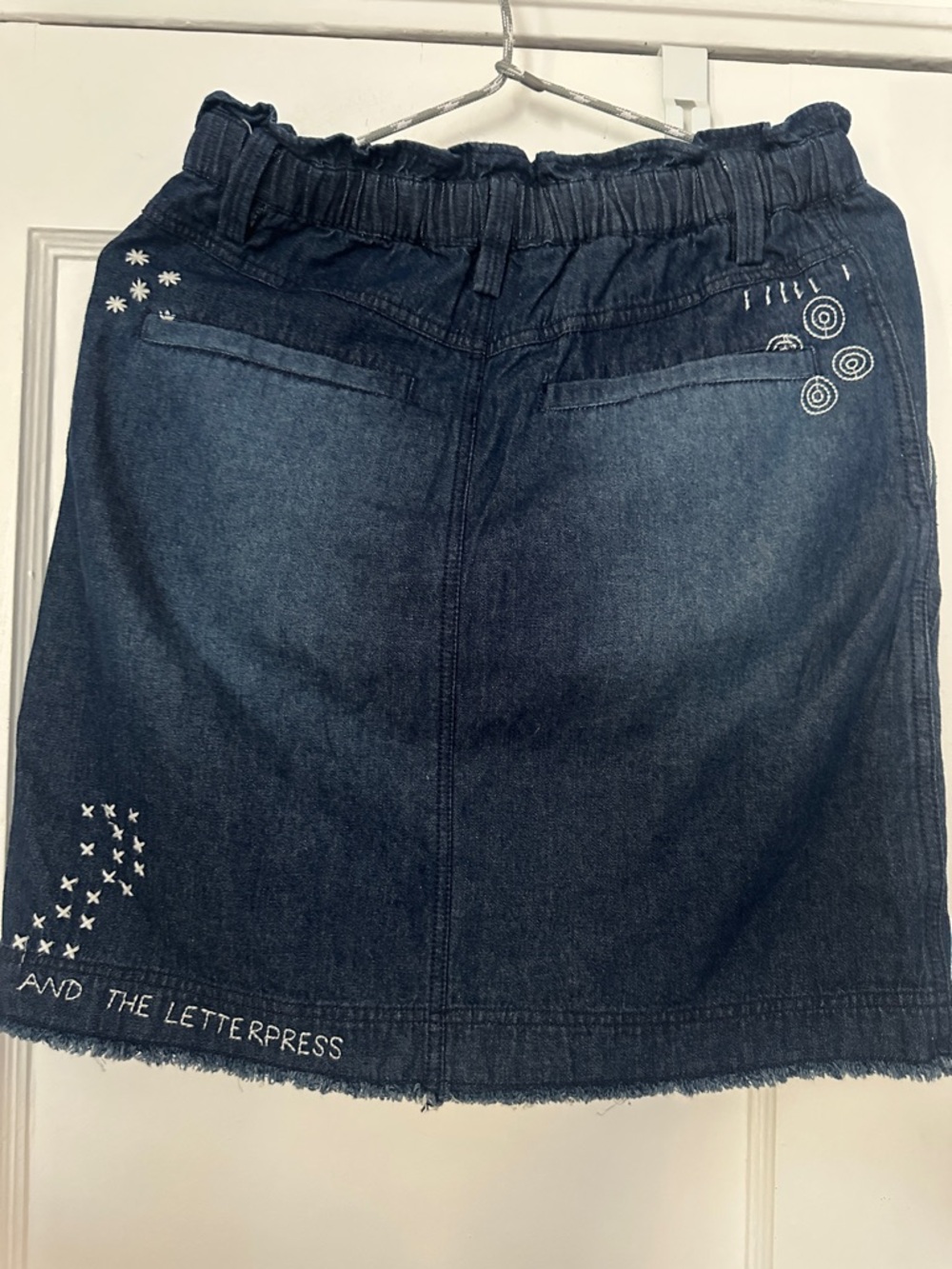 Pilcro Navy Embroidered Denim Mini Skirt -Preloved - Picture 7 of 15